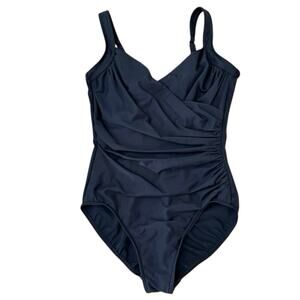 Miraclesuit Swimsuit Black Size 16 Sanibel One Piece Underwire Rouched Sides